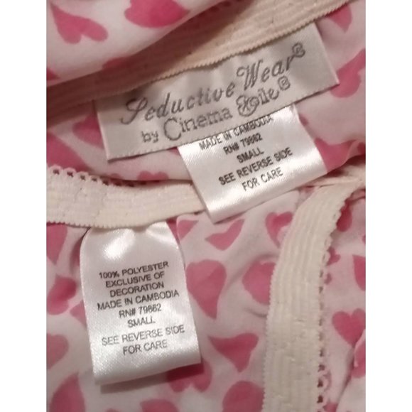 NWOT Cinema Etoile Pink Hearts Babydoll Fur trim Barbie Pink 2 Piece Set Sz S - Picture 7 of 8